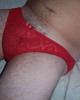 Slutty red panties cover this horny panty boyz cute ass